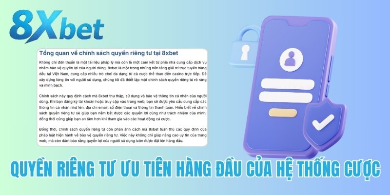 Biểu tượng quyền riêng tư và bảo mật người dùng trong hệ thống cá cược trực tuyến.